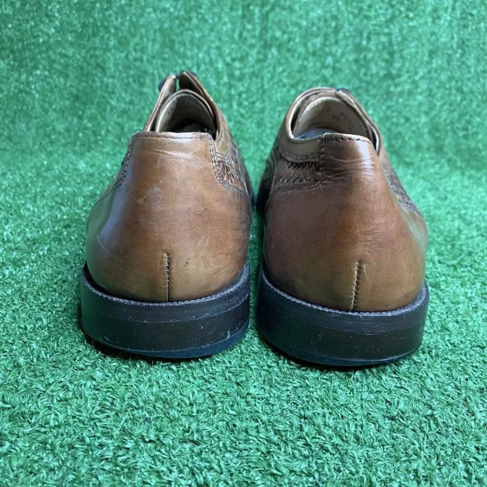 Johnston & Murphy Men's Brown Basket Weave Leather Oxford Dress Shoes Size 8.5 M